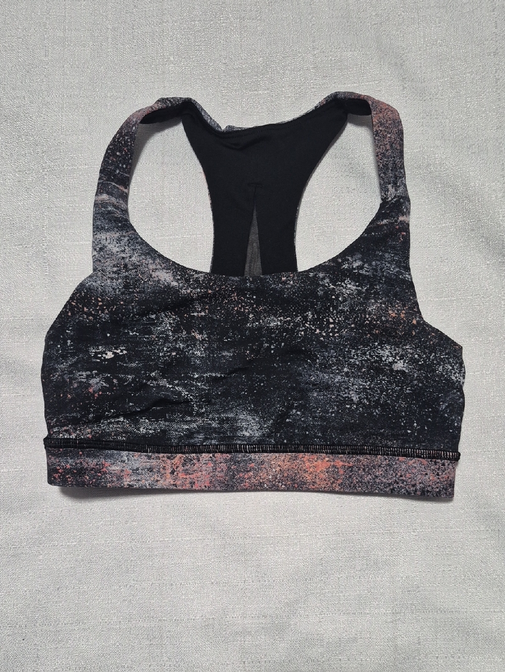 Lululemon Black & Pink Speckled Racerback Active Running Sports Bra Size 4